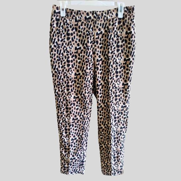 Banana Republic Hayden Pants Women’s Size 4 Beige Animal Print Tapered Ankle - Picture 2 of 12